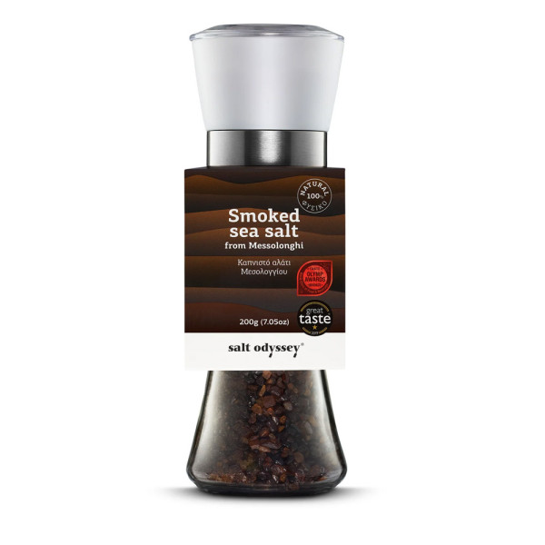 Salt Odyssey Μύλος Λευκός Θαλασσινό Αλάτι Μεσολογγίου Καπνιστό 190gr