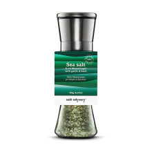 Salt Odyssey Μύλος Inox Θαλασσινό Αλάτι Μεσολογγίου Σκόρδο Βασιλικός 180gr