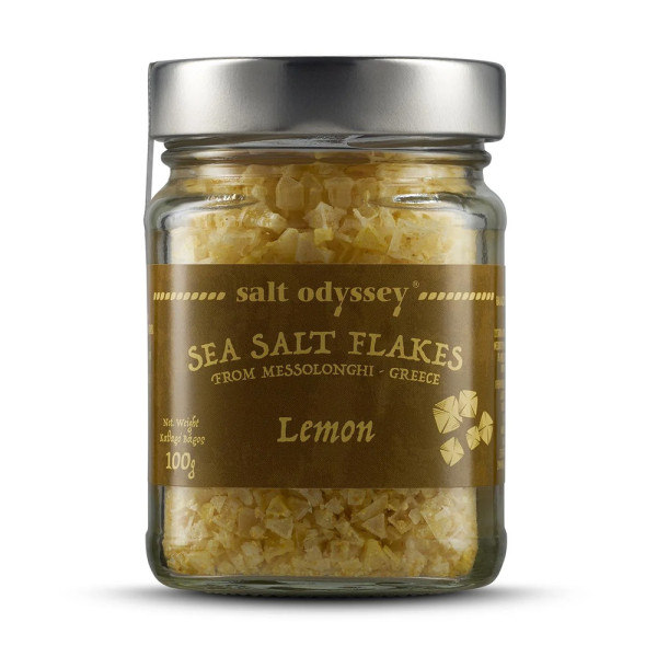 Salt Odyssey Βάζο Νιφάδες Θαλασσινό Αλάτι Μεσολογγίου Λεμόνι 100gr