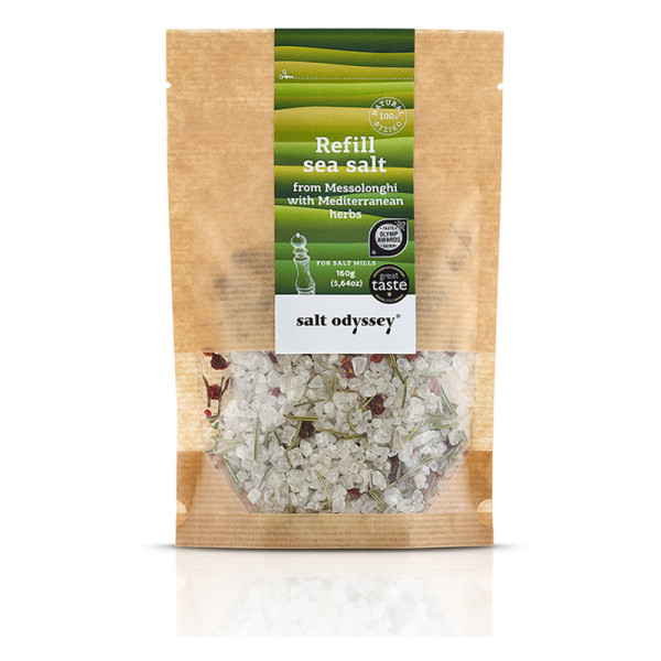 Salt Odyssey Refill Θαλασσινό Αλάτι Μεσολογγίου Μεσογειακά Βότανα 160gr