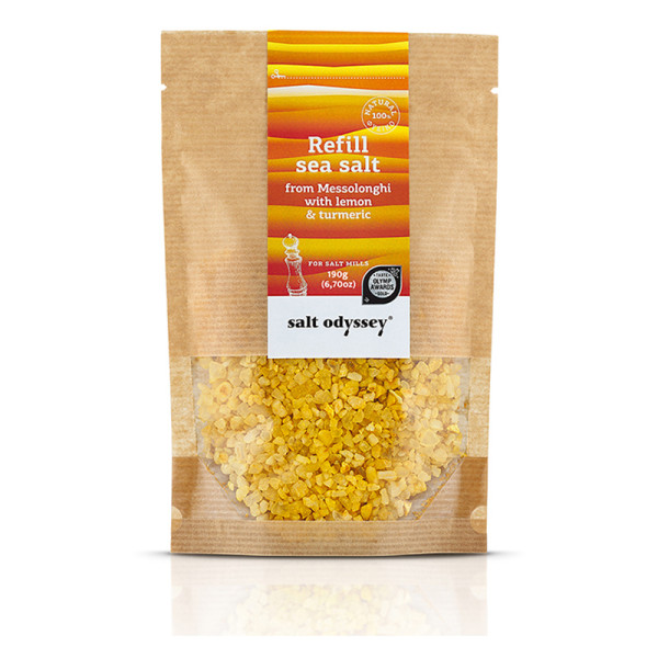 Salt Odyssey Refill Θαλασσινό Αλάτι Μεσολογγίου Λεμόνι Κουρκουμά 190gr