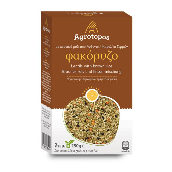 Agrόtopos Φακόρυζο Με Καστανό Ρύζι 2x250gr