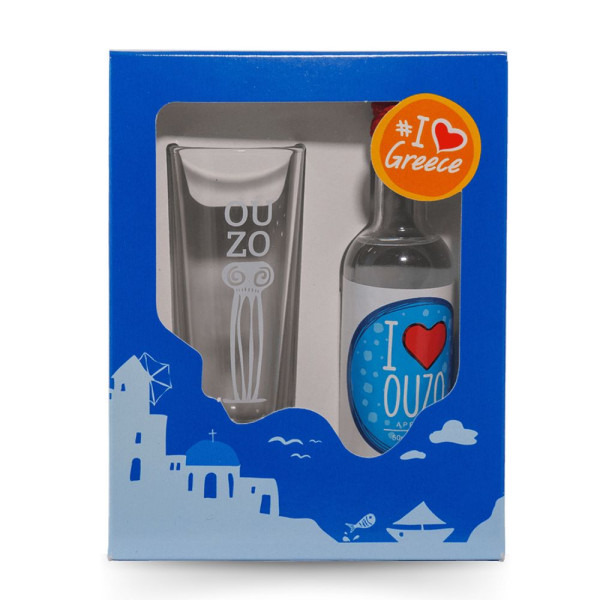 Cretan Spirits I Love Ούζο Σετ Δώρου Ελληνικ΄ό Νησί 50ml