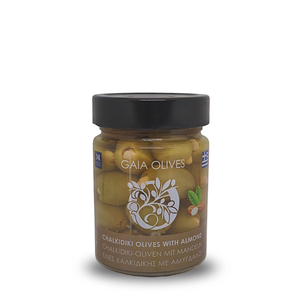 Gaia Olives Πράσινες Ελιές Χαλκιδικής Με Αμύγδαλο 200gr