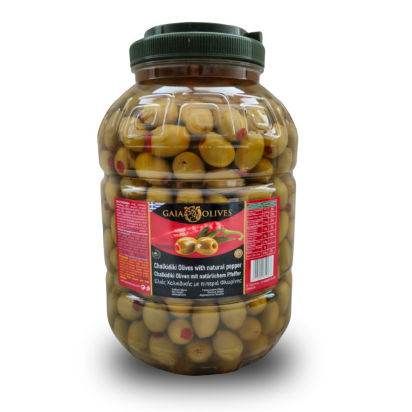 Gaia Olives Πράσινες Ελιές Χαλκιδικής Γεμιστές Με Πιπεριά Φλωρίνης 3Kg