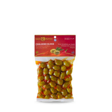 Gaia Olives Πράσινες Ελιές Χαλκιδικής Vacuum Με Πάπρικα - Καυτερή Πιπεριά 250gr