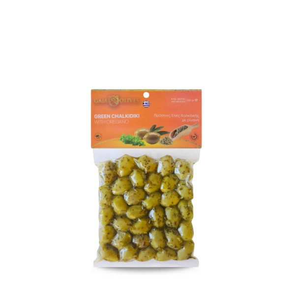 Gaia Olives Πράσινες Ελιές Χαλκιδικής Vacuum Με Ρίγανη 250gr