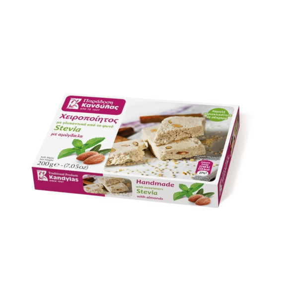 Κανδύλας Χαλβάς Αμύγδαλο Με Stevia 200gr