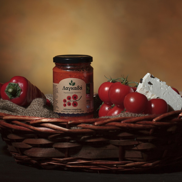 Λαγκαδά Σάλτσα Ντομάτας Με Κόκκινη Πιπερια Και Φέτα 370gr