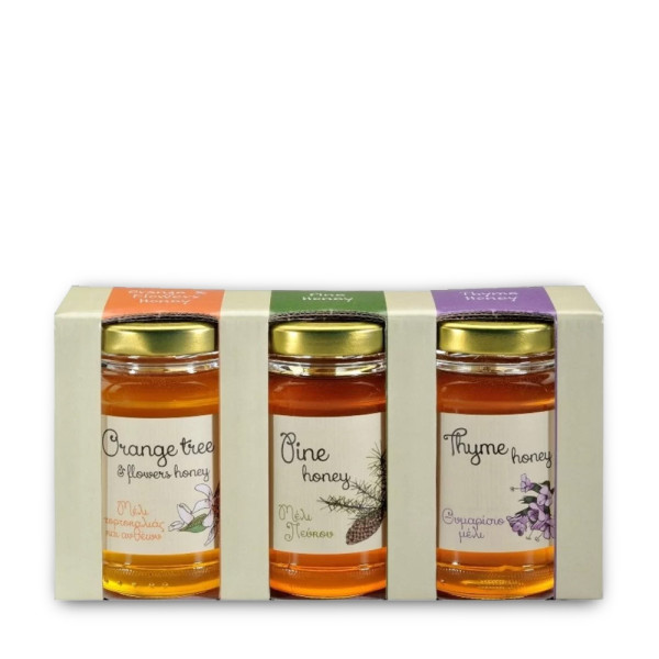 Μελισσοκομική Δωδεκανήσου Μέλι Θυμαρίσιο Πεύκου Πορτοκάλι Σετ 3Τμχ
