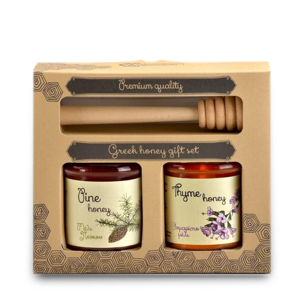 Μελισσοκομική Δωδεκανήσου Μέλι Θυμαρίσιο Και Πεύκου Δώρο Dipper Σετ 2Τμχ