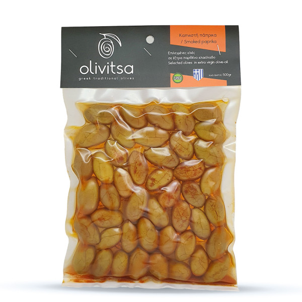 Olivitsa Πράσινες Ελιές Κυνουρίας Με Καπνιστή Πάπρικα 500gr