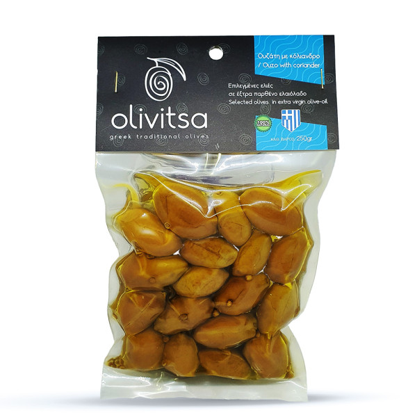 Olivitsa Πράσινες Ελιές Κυνουρίας Ουζάτη Και Κόλιανδρο 250gr